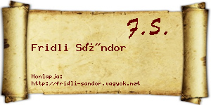 Fridli Sándor névjegykártya