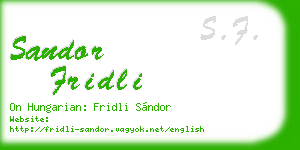 sandor fridli business card